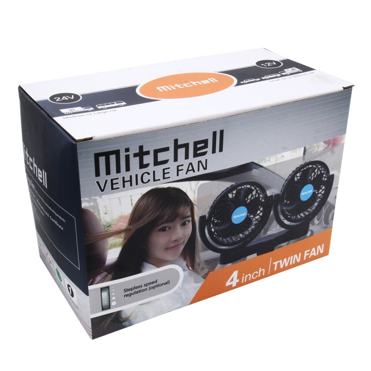HUXIN HX-T605E 7W 360 Degree Adjustable Rotation Clip Two Head Low Noise Mini Electric Car Fan with Roller Switch, DC12V - Heating & Fans by PMC TechLife | Online Shopping South Africa | PMC TechLife | Buy Now Pay Later Mobicred