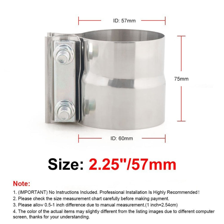 2.25 inch Car Turbo Exhaust Downpipe Stainless Steel Lap Joint Band Clamp - Booster Cable & Clip by PMC TechLife | Online Shopping South Africa | PMC TechLife | Buy Now Pay Later Mobicred