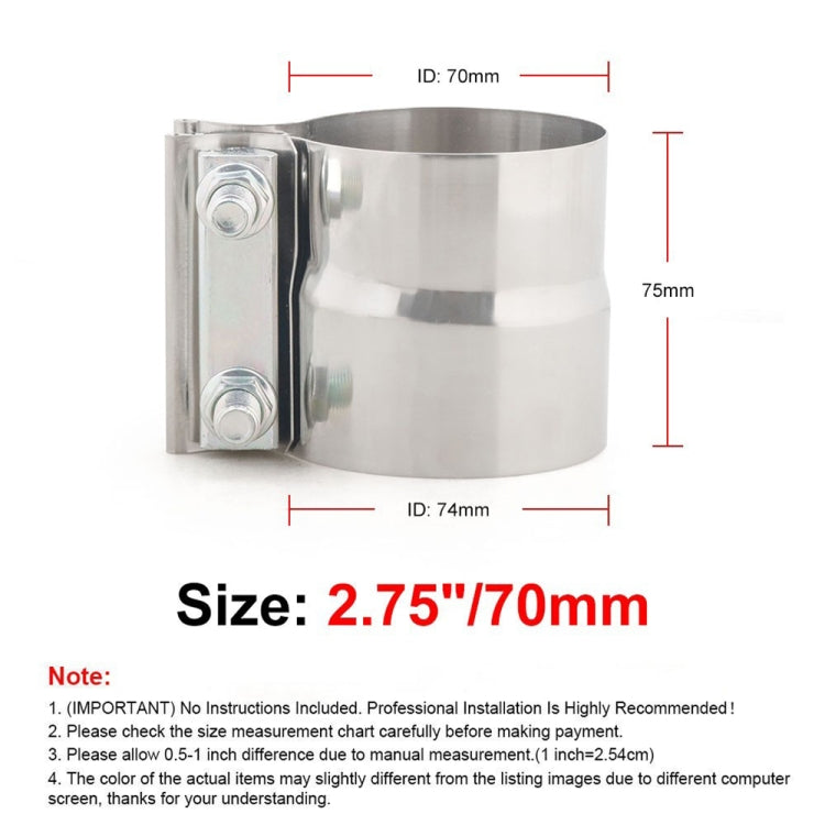 2.75 inch Car Turbo Exhaust Downpipe Stainless Steel Lap Joint Band Clamp - Booster Cable & Clip by PMC TechLife | Online Shopping South Africa | PMC TechLife | Buy Now Pay Later Mobicred