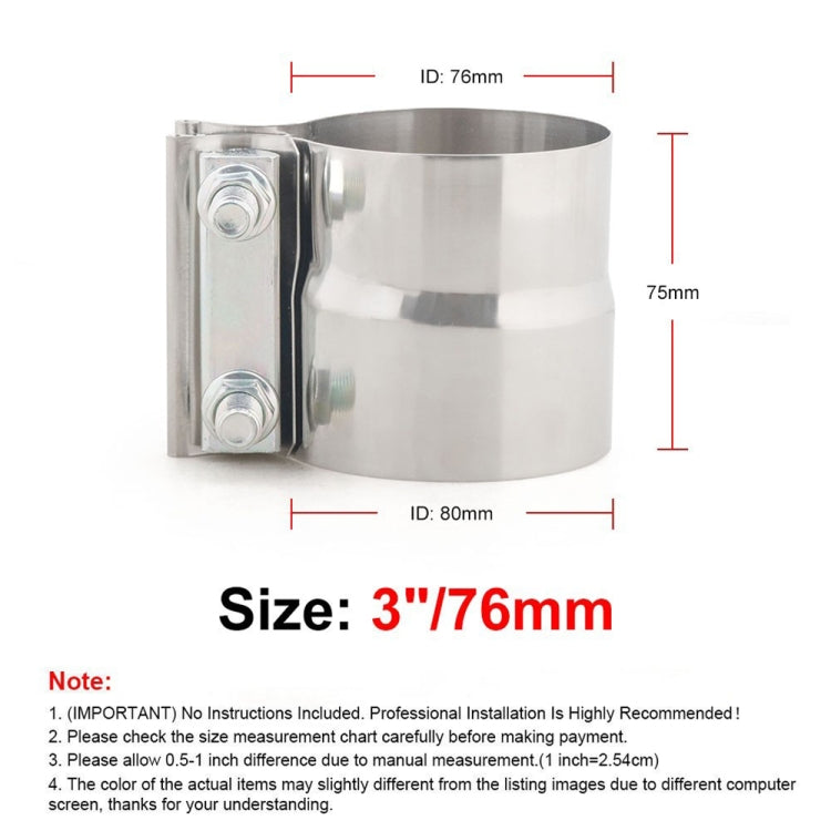 3 inch Car Turbo Exhaust Downpipe Stainless Steel Lap Joint Band Clamp - Booster Cable & Clip by PMC TechLife | Online Shopping South Africa | PMC TechLife | Buy Now Pay Later Mobicred