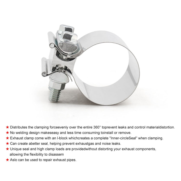 2.0 inch Car Turbo Exhaust Downpipe Stainless Steel Lap Joint Band Clamp - Booster Cable & Clip by PMC TechLife | Online Shopping South Africa | PMC TechLife | Buy Now Pay Later Mobicred