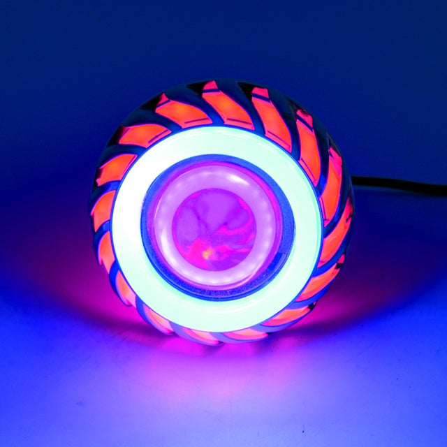 Motorcycle 30W DC 12V-85V LED Headlight Lens Built-in Whirlwind Double Aperture Angle Eyes + Devil Eye(Red Light)