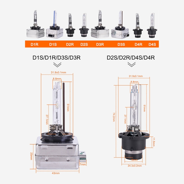 2 PCS D4R 35W 3800 LM 4300K HID Bulbs Xenon Lights Lamps, DC 12V(White Light)