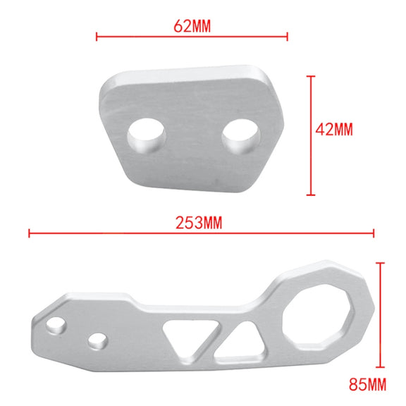 Aluminum Alloy Rear Tow Towing Hook Trailer Ring for Universal Car Auto with 2 x Screw Holes(Silver)