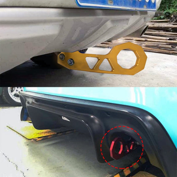 Aluminum Alloy Rear Tow Towing Hook Trailer Ring for Universal Car Auto with 2 x Screw Holes(Silver)