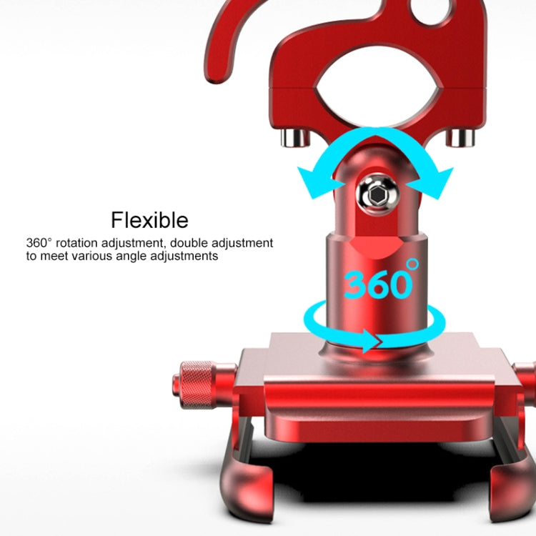 Motorcycle Aluminum Alloy Mobile Phone Bracket with Hook, Suitable for 4-6.5 inch Phones(Black) - Holder by PMC TechLife | Online Shopping South Africa | PMC TechLife | Buy Now Pay Later Mobicred