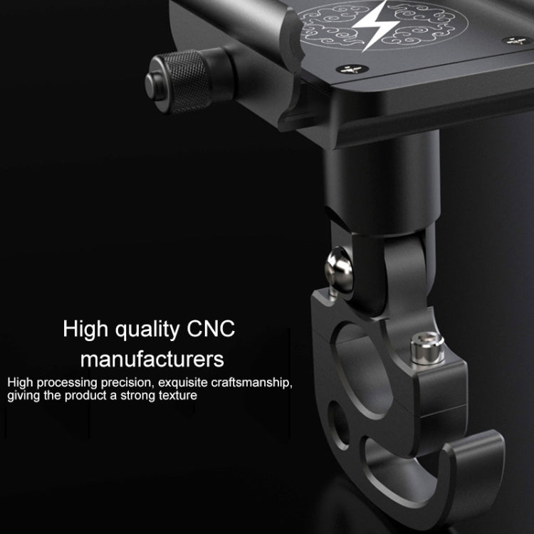 Motorcycle Aluminum Alloy Mobile Phone Bracket with Hook, Suitable for 4-6.5 inch Phones(Black) - Holder by PMC TechLife | Online Shopping South Africa | PMC TechLife | Buy Now Pay Later Mobicred