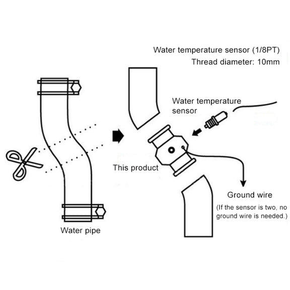 Car Water Temperature Meter Temperature Gauge Joint Pipe Radiator Sensor Adaptor Clamps for Honda, Size: 34mm