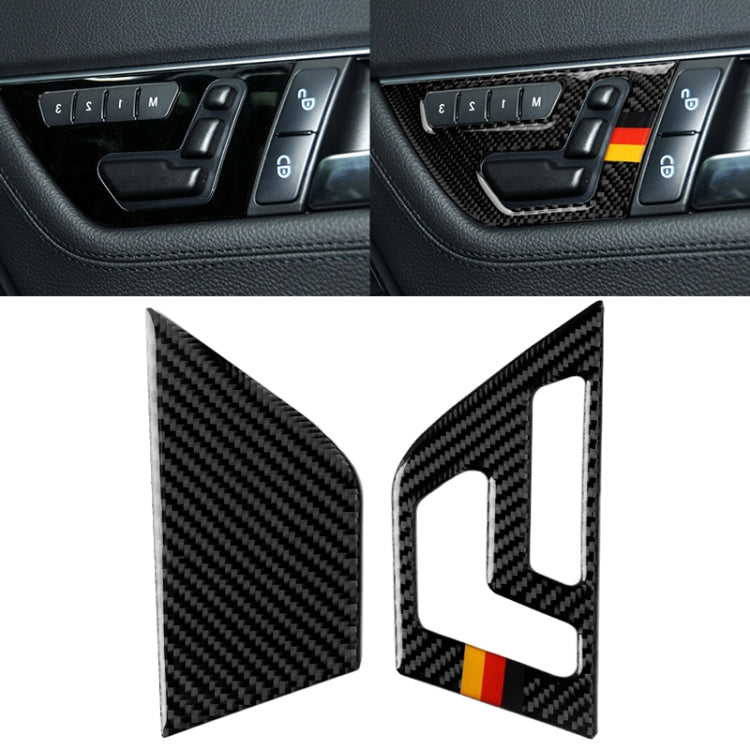 2 PCS German Flag Car Carbon Fiber Right Drive Seat Adjustment Panel Decorative Sticker for Mercedes-Benz W204 2007-2013 - Car Interior Mouldings by PMC Jewellery | Online Shopping South Africa | PMC Jewellery | Buy Now Pay Later Mobicred