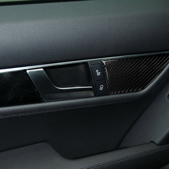 2 PCS German Flag Car Carbon Fiber Right Drive Seat Adjustment Panel Decorative Sticker for Mercedes-Benz W204 2007-2013