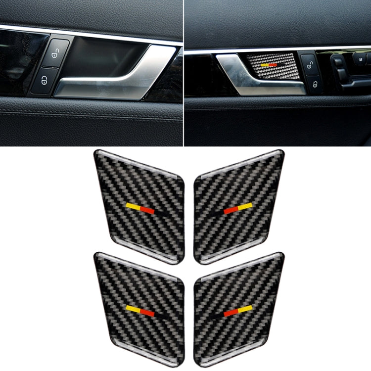 4 PCS Car German Flag Carbon Fiber Door Inner Handle Wrist Panel Decorative Sticker for Mercedes-Benz C Class 2007-2013 / E Class 2009-2016 - Car Interior Mouldings by PMC TechLife | Online Shopping South Africa | PMC TechLife | Buy Now Pay Later Mobicred