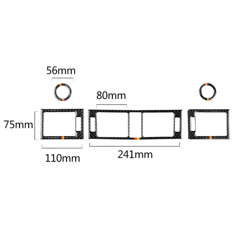 Car German Flag Carbon Fiber Air Outlet Ring + Intermediate Air Outlet + Side Air Outlet Panel Decorative Sticker for Mercedes-Benz W204 207-2010