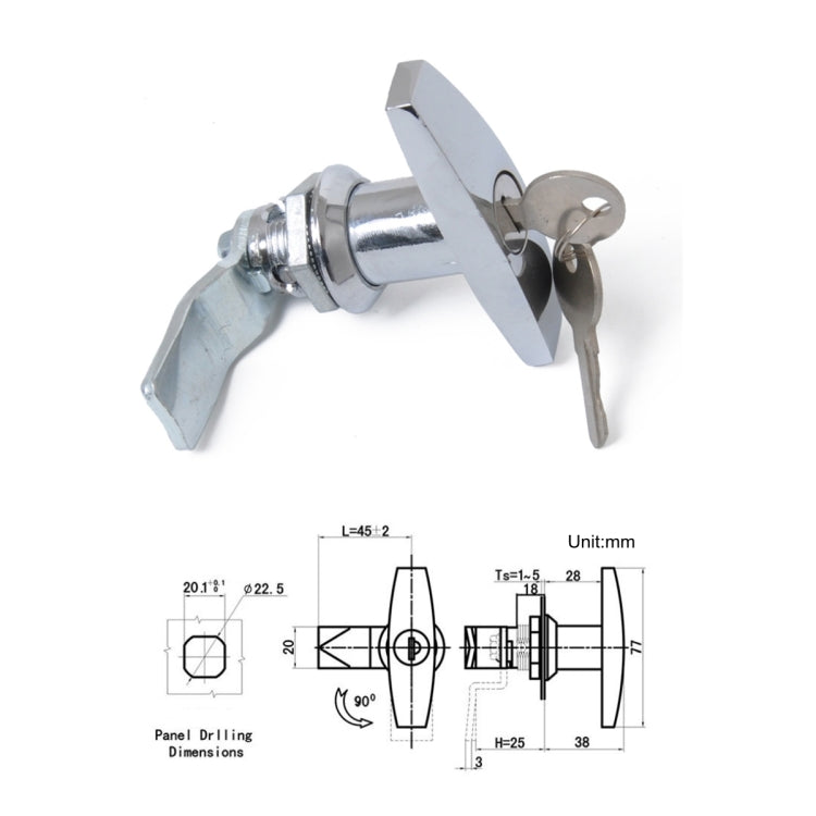T Shape Handle Paddle Entry Door Latch & Keys Tool Box Lock for Trailer / Yacht / Truck (Silver) - Locks & Hasps by PMC TechLife | Online Shopping South Africa | PMC TechLife | Buy Now Pay Later Mobicred