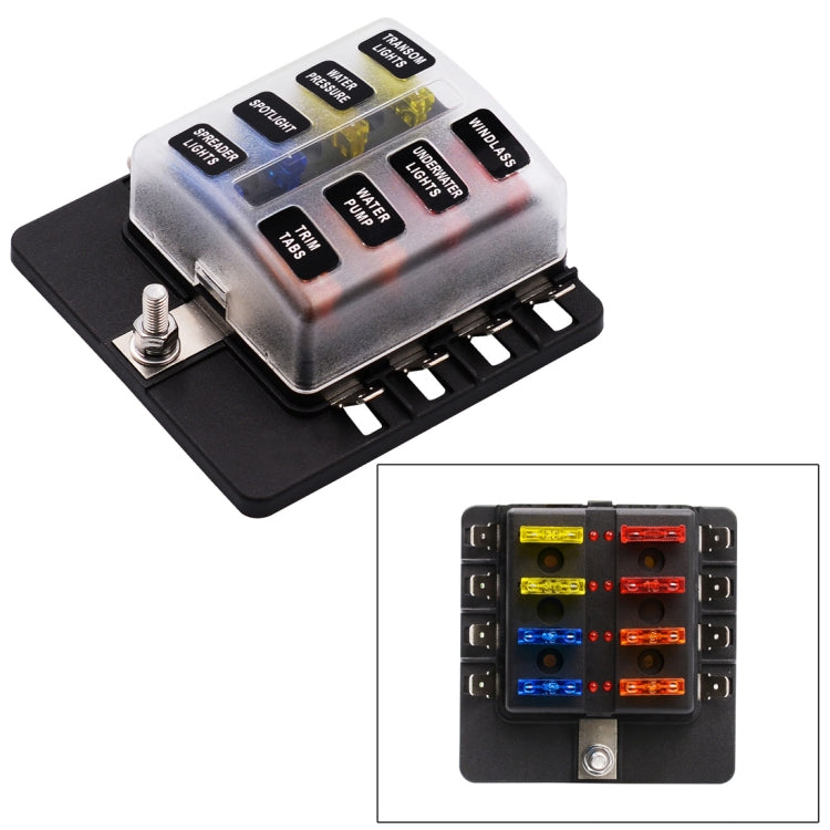 1 in 8 Out Fuse Box PC Terminal Block Fuse Holder Kits with LED Warning Indicator for Auto Car Truck Boat - Fuse by PMC TechLife | Online Shopping South Africa | PMC TechLife | Buy Now Pay Later Mobicred