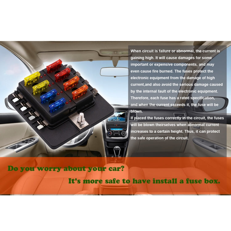 1 in 8 Out Fuse Box PC Terminal Block Fuse Holder Kits with LED Warning Indicator for Auto Car Truck Boat - Fuse by PMC TechLife | Online Shopping South Africa | PMC TechLife | Buy Now Pay Later Mobicred