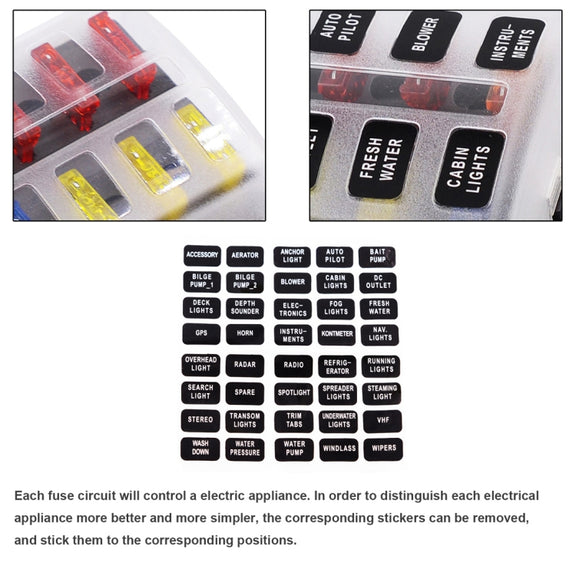 1 in 10 Out Fuse Box Screw Terminal Section Fuse Holder Kits with LED Warning Indicator for Auto Car Truck Boat