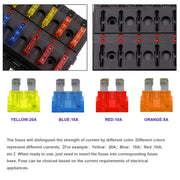 1 in 10 Out Fuse Box Screw Terminal Section Fuse Holder Kits with LED Warning Indicator for Auto Car Truck Boat