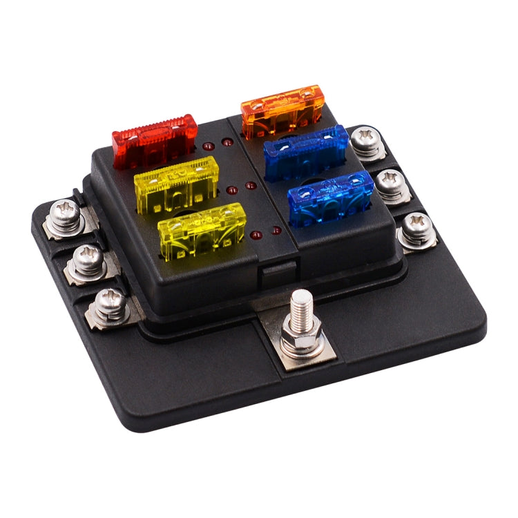 1 in 6 Out 6 Way Circuit Fuse Box Screw Terminal Section Fuse Holder Kits with LED Warning Indicator for Auto Car Truck Boat - free shipping - PMC TechLife - Order now!