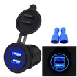Universal Car Charger 2 Port Power Socket Power Dual USB Charger 5V 4.2A IP66 with Aperture(Blue Light) - DIY Modified Charger by PMC TechLife | Online Shopping South Africa | PMC TechLife | Buy Now Pay Later Mobicred