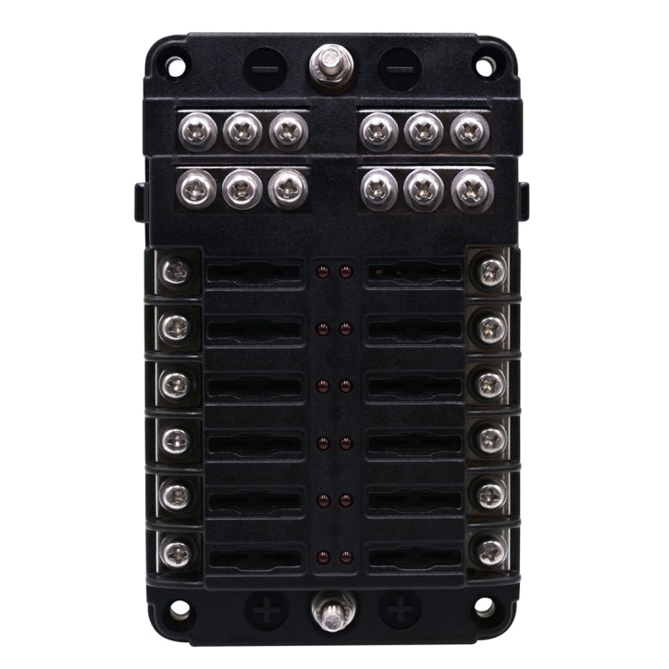 Independent Positive and Negative 1 in 12 Out 12 Way Circuit Blade Fuse Box Fuse Holder Kits with LED Warning Indicator for Auto Car Truck Boat - Fuse by PMC TechLife | Online Shopping South Africa | PMC TechLife | Buy Now Pay Later Mobicred