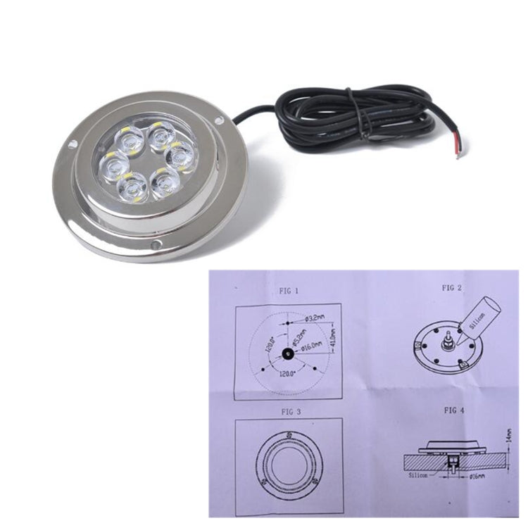 DC 10-30V 12W IP68 316 Stainless 6 LEDs White Light Underwater Light Boat High Power Bright for Marine / Yacht - Marine Accessories & Parts by PMC TechLife | Online Shopping South Africa | PMC TechLife