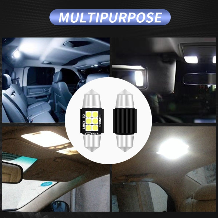 2 PCS 31mm DC12V-24V 3W 6000K 660LM 6LEDs SMD-3030 Car Reading Lamp / License Plate Light - free shipping - PMC TechLife - Order now!