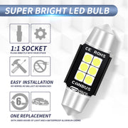 2 PCS 36mm DC12V-24V 3W 6000K 660LM 6LEDs SMD-3030 Car Reading Lamp / License Plate Light