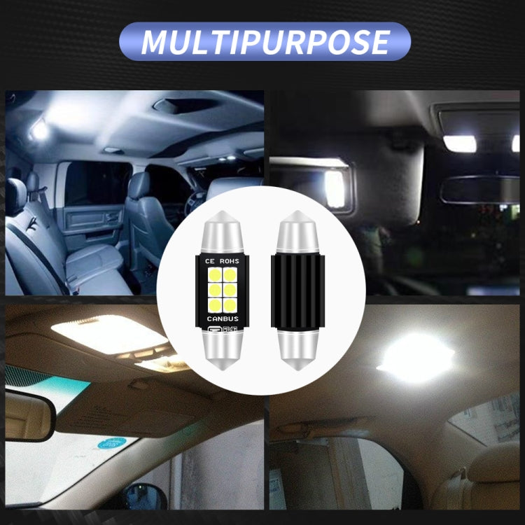 2 PCS 39mm DC12V-24V 3W 6000K 660LM 6LEDs SMD-3030 Car Reading Lamp / License Plate Light - free shipping - PMC TechLife - Order now!