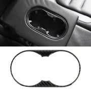 Car Carbon Fiber Rear Armrest Water Cup Holder Panel Decorative Sticker for Volkswagen Touareg 2011-2018