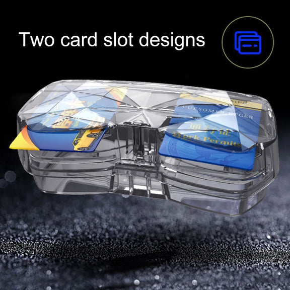 Car Multi-functional Glasses Case Sunglasses Storage Holder with Card Slot, Diamond Style (Pink)