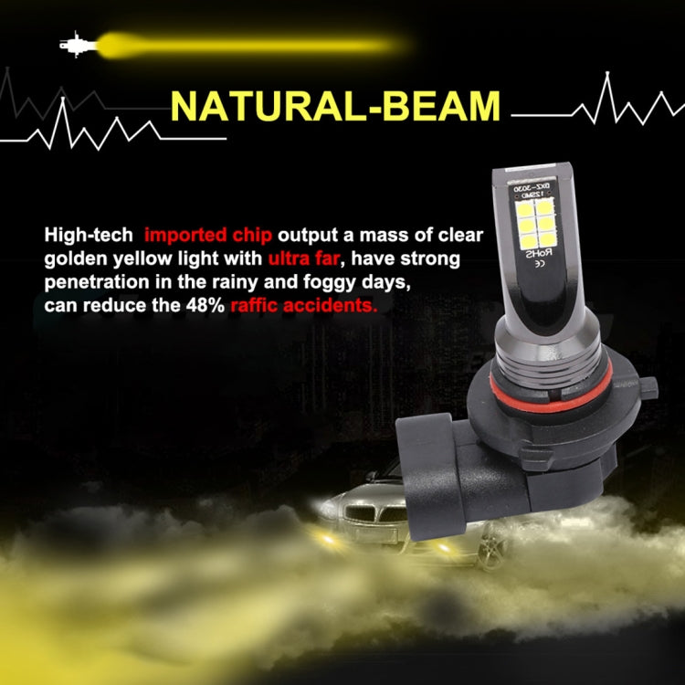 2 PCS 9005 DC12V-24V / 12W / 3000K / 800LM 12LEDs SMD-3030 Car LED Fog Light(Yellow Light) - Fog / Driving Lights by PMC TechLife | Online Shopping South Africa | PMC TechLife | Buy Now Pay Later Mobicred