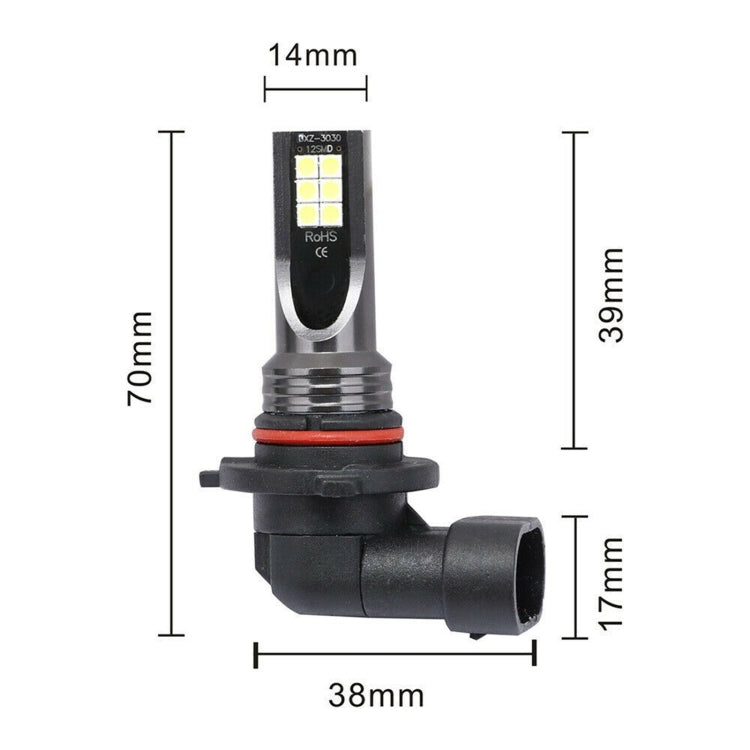 2 PCS 9006 DC12V-24V / 12W / 3000K / 800LM 12LEDs SMD-3030 Car LED Fog Light (White Light) - Fog / Driving Lights by PMC TechLife | Online Shopping South Africa | PMC TechLife | Buy Now Pay Later Mobicred