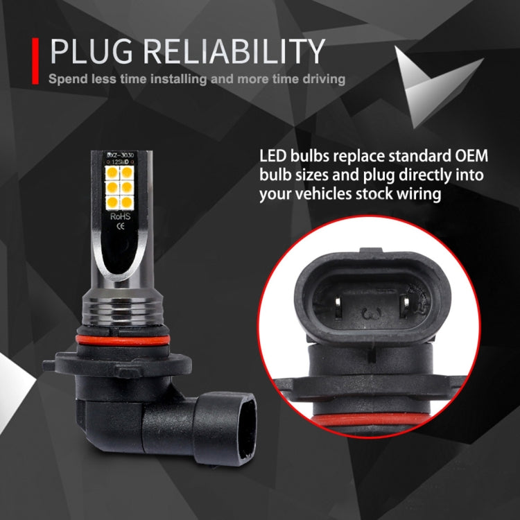 2 PCS 9006 DC12V-24V / 12W / 3000K / 800LM 12LEDs SMD-3030 Car LED Fog Light (Yellow Light) - Fog / Driving Lights by PMC TechLife | Online Shopping South Africa | PMC TechLife | Buy Now Pay Later Mobicred