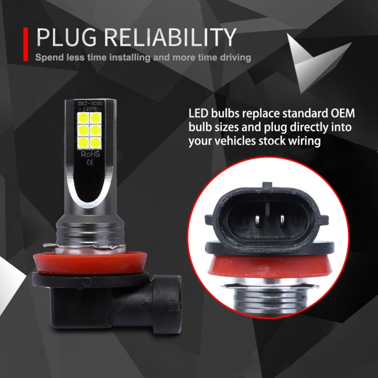 2 PCS H11 / H8 DC12V-24V / 12W / 3000K / 800LM 12LEDs SMD-3030 Car LED Fog Light (White Light) - Fog / Driving Lights by PMC TechLife | Online Shopping South Africa | PMC TechLife | Buy Now Pay Later Mobicred