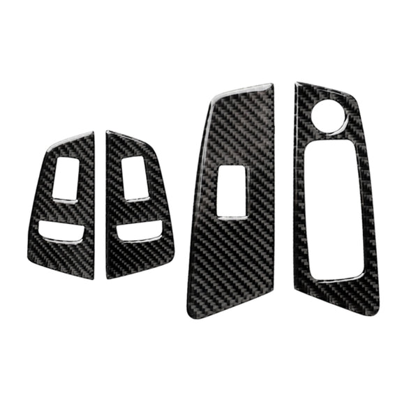 Car Carbon Fiber Door Window Lift Panel Decorative Sticker for BMW 5 Series G38 528Li / 530Li / 540Li 2018, Left Drive