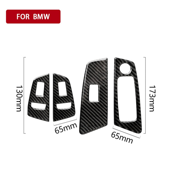 Car Carbon Fiber Door Window Lift Panel Decorative Sticker for BMW 5 Series G38 528Li / 530Li / 540Li 2018, Left Drive