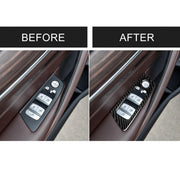 Car Carbon Fiber Door Window Lift Panel Decorative Sticker for BMW 5 Series G38 528Li / 530Li / 540Li 2018, Left Drive