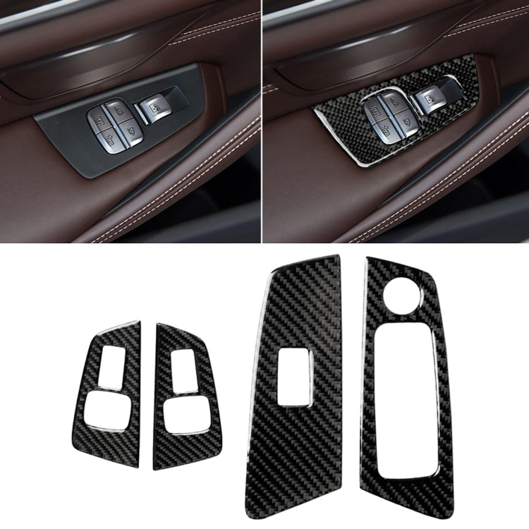 Car Carbon Fiber Door Window Lift Panel Decorative Sticker for BMW 5 Series G38 528Li / 530Li / 540Li 2018, Left Drive - Car Interior Mouldings by PMC TechLife | Online Shopping South Africa | PMC TechLife | Buy Now Pay Later Mobicred