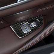 Car Carbon Fiber Door Window Lift Panel Decorative Sticker for BMW 5 Series G38 528Li / 530Li / 540Li 2018, Left Drive