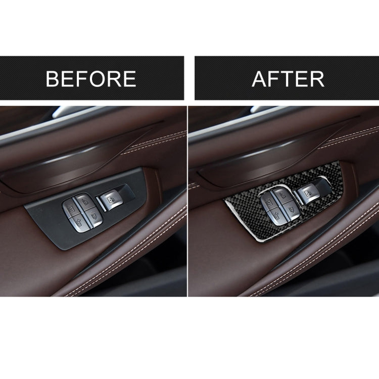Car Carbon Fiber Door Window Lift Panel Decorative Sticker for BMW 5 Series G38 528Li / 530Li / 540Li 2018, Left Drive