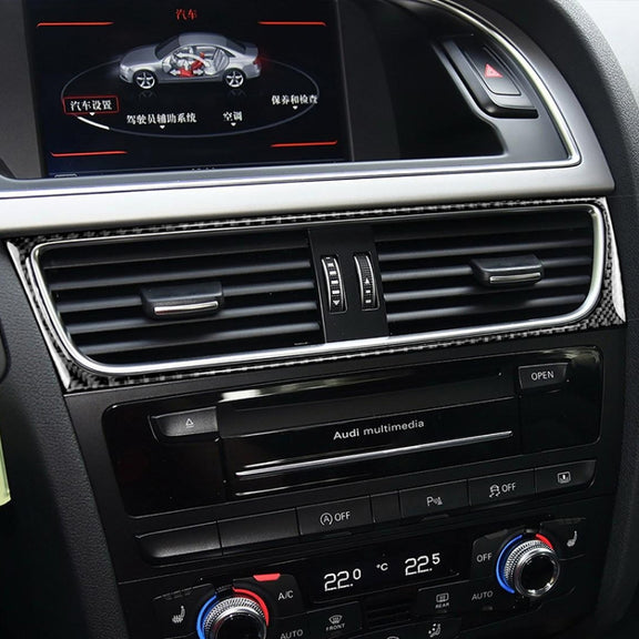 Car Carbon Fiber Air Conditioning Air Outlet Frame Decorative Sticker for Audi A4 B8 2009-2016 / A5 2008-2017 / Q5 2009-2017​, Left Drive