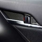 8 in 1 Car Carbon Fiber Door Inner Handle Wrist Panel Decorative Sticker for Toyota Eighth Generation Camry 2018-2019