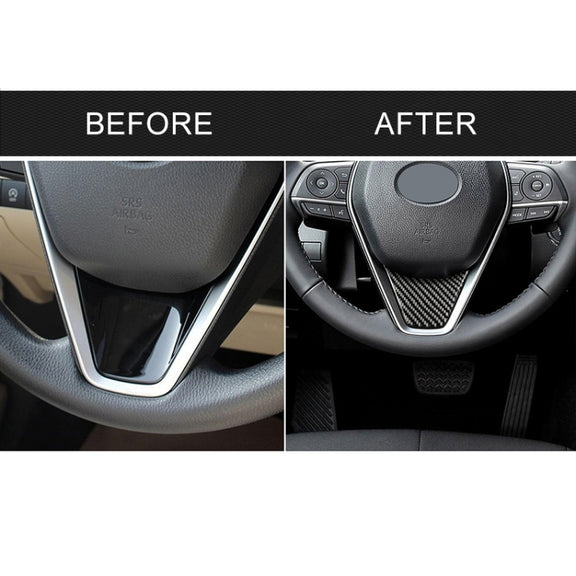 Car Carbon Fiber Steering Wheel Decorative Sticker for Toyota Eighth Generation Camry 2018-2019