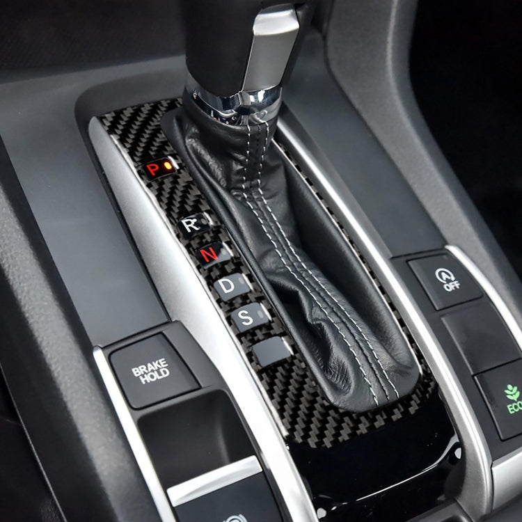 Car Carbon Fiber Gear Position Button Frame Decorative Sticker for Honda Tenth Generation Civic 2016-2019, Left Drive