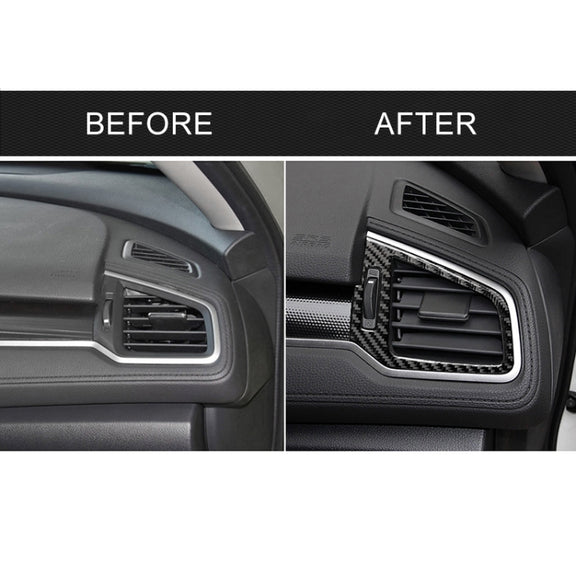 Car Carbon Fiber Right and Left Air Outlet Decorative Sticker for Honda Tenth Generation Civic 2016-2019, Left Drive