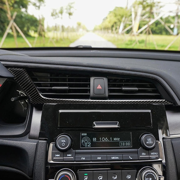 Car Carbon Fiber Central Control Air Outlet Below Decorative Sticker for Honda Tenth Generation Civic 2016-2019, Left Drive