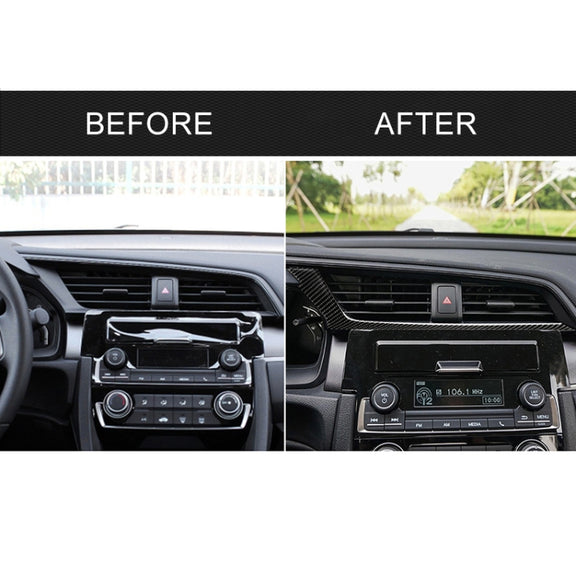 Car Carbon Fiber Central Control Air Outlet Below Decorative Sticker for Honda Tenth Generation Civic 2016-2019, Left Drive
