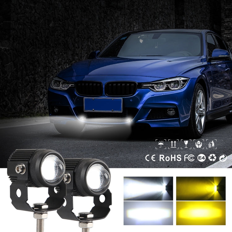 2 PCS DC9-36V / 20W / 6000K / 3000K / 2000LM Motorcycles Double Color Headlights / Fog Light - Headlights by PMC TechLife | Online Shopping South Africa | PMC TechLife | Buy Now Pay Later Mobicred