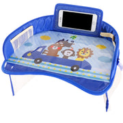 Children Water-resistant Dining Table Toy Organizer Baby Safety Tray Tourist Painting Holder with Touch Screen Transparent Bag (Happy Travel)