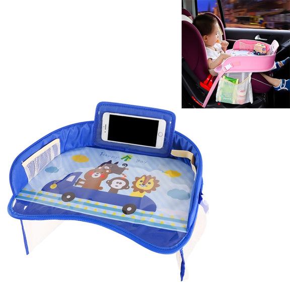 Children Water-resistant Dining Table Toy Organizer Baby Safety Tray Tourist Painting Holder with Touch Screen Transparent Bag (Happy Travel)